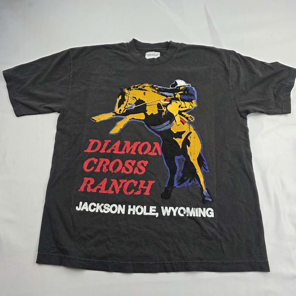 Diamond Cross Ranch Shirt Mens Large Black Jackson Hole Western Graphic Tee